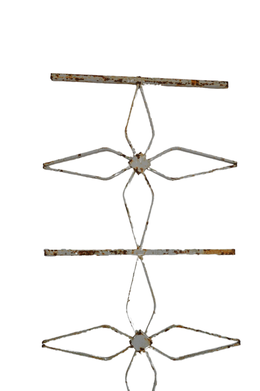 Close-up of the rusted centre of the iron grille